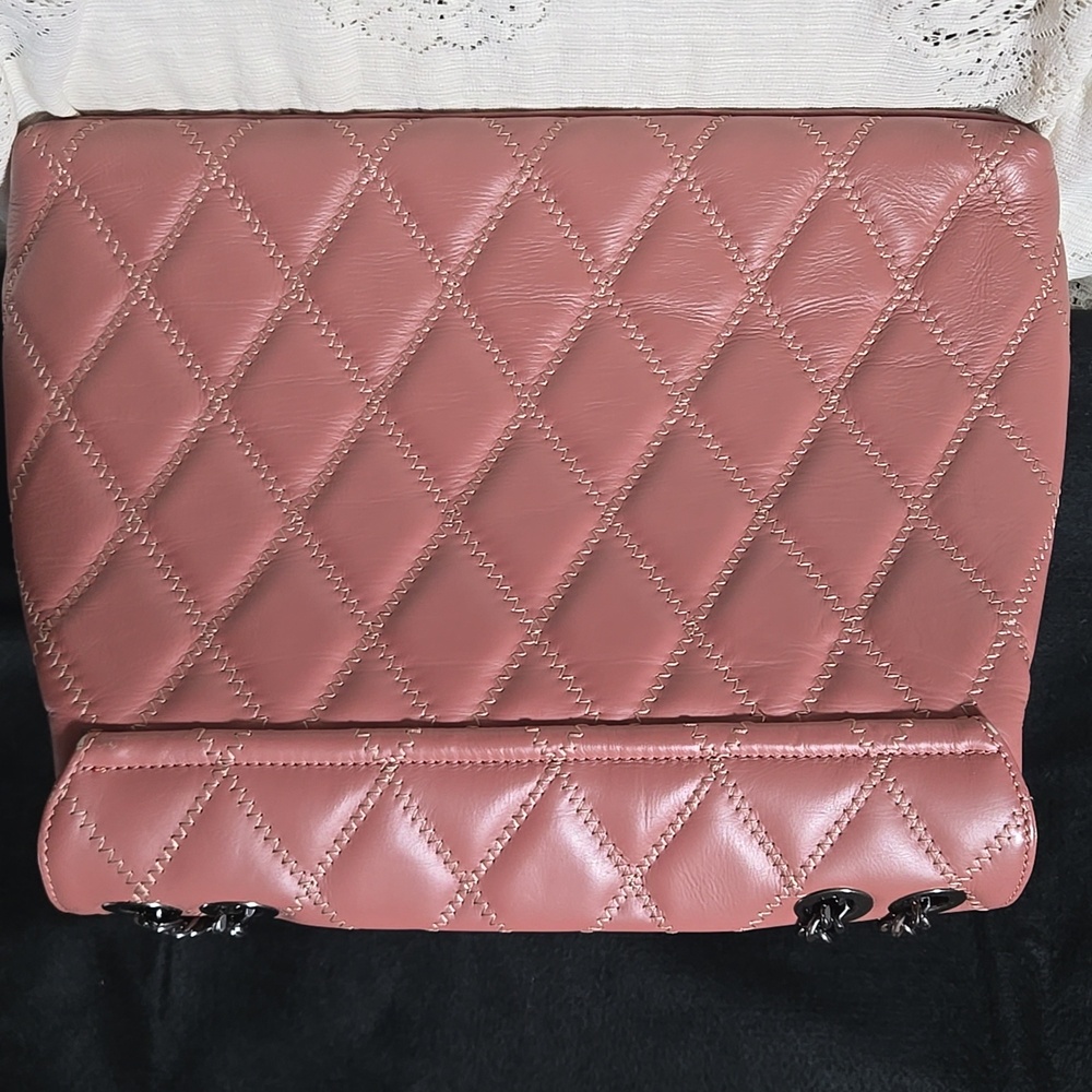 Roberta Rossi Nice Pink Quilted Shoulder Bag with Chain Detailing 15.5Wx9H - Picture 2 of 16